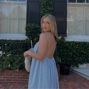 BEGINNING BOUTIQUE ✨ - Talei Blue Halter Puff Mini Dress